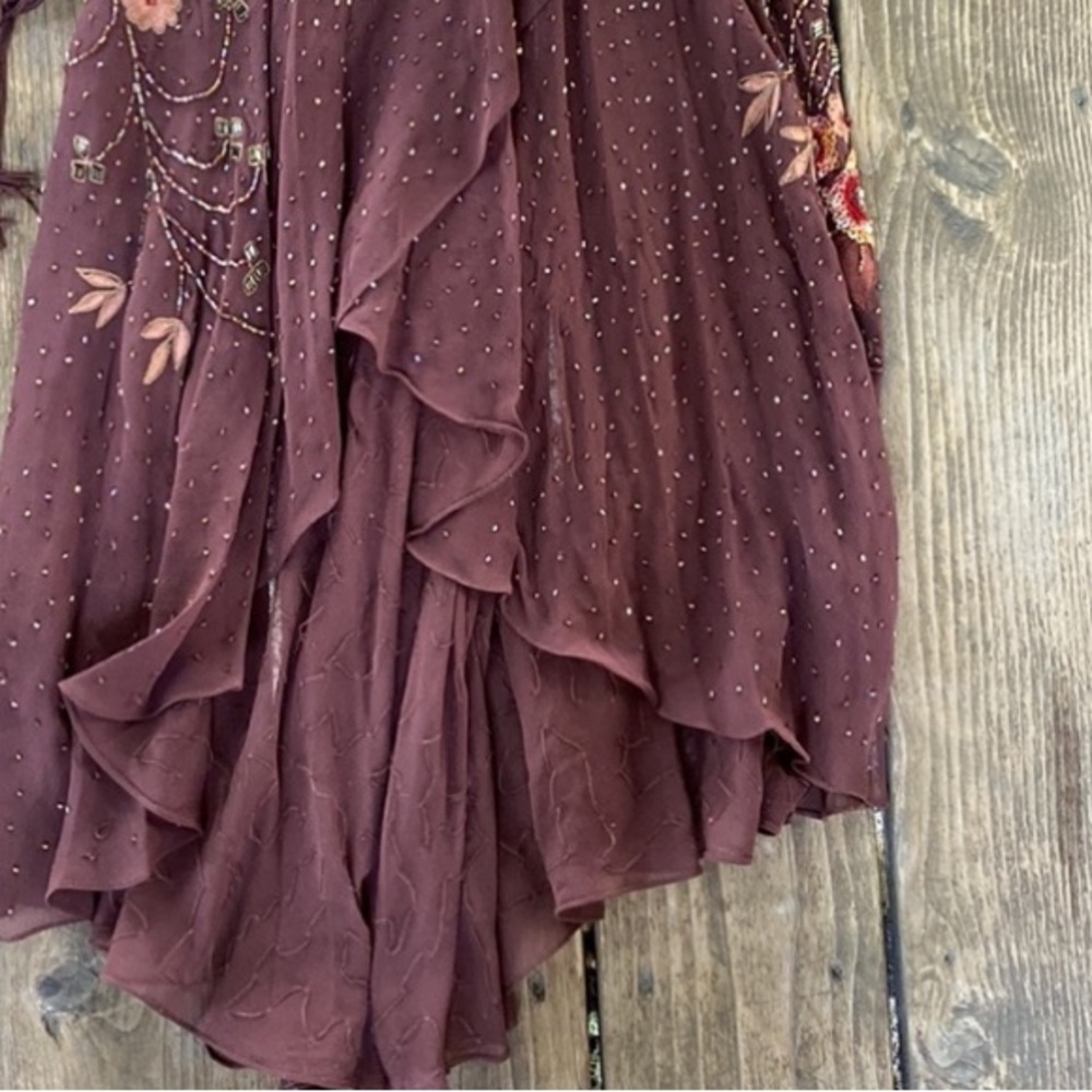 Vintage 90’s 100% Silk Dress Beaded Dress Backless Cowl Silk Slip Dress Floral - Picture 15 of 16